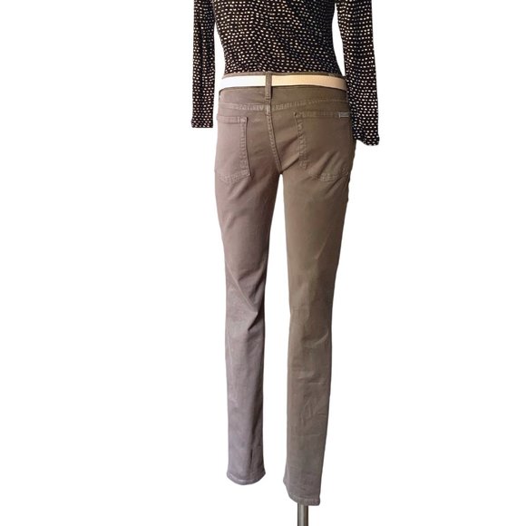 7 For All Mankind Taupe/Tan Straight Leg Denim Jeans w/Metallic Flecks - Picture 3 of 13